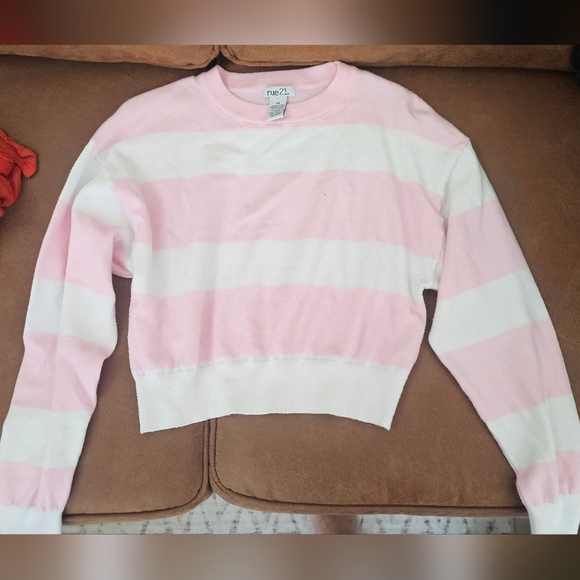 Rue21 Pink and White Striped Kids Sweater - Picture 1 of 3